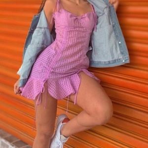 NWT Dollskill Made U Blush Gingham in Lavender